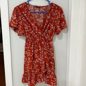 Small Red dress with white flowers